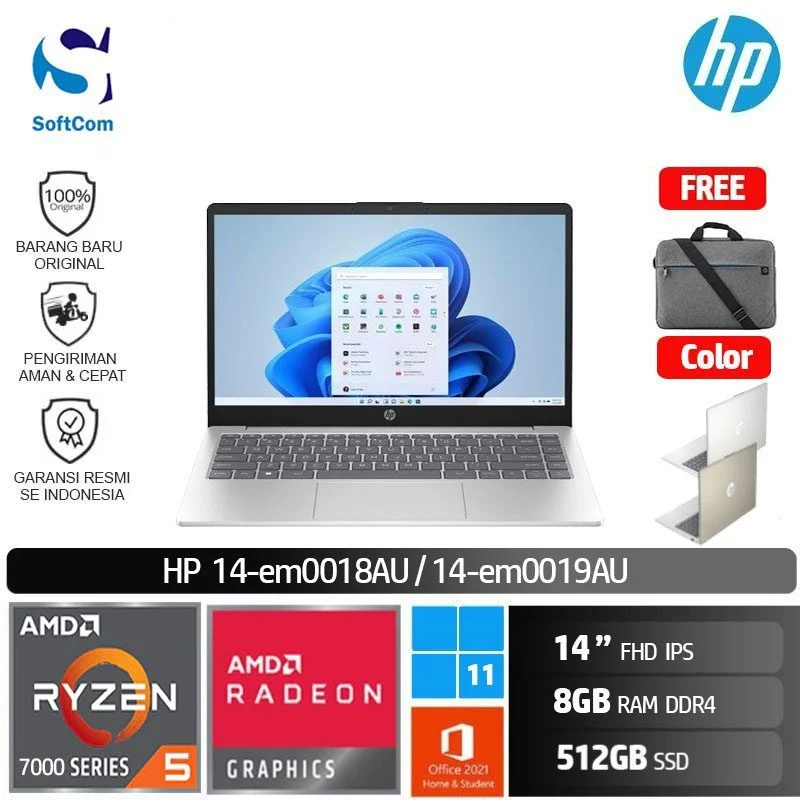 HP 14 inch Laptop 14-em0019AU, Gold