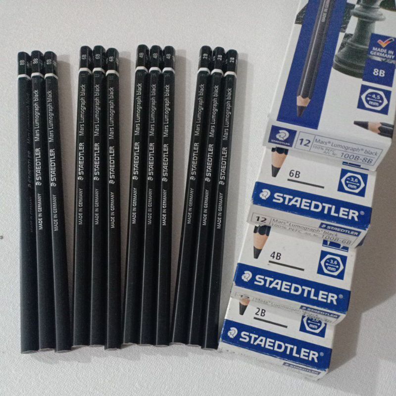 pensil 8b staedtler mars lumograph penebal garis mewarnai ECER satuan